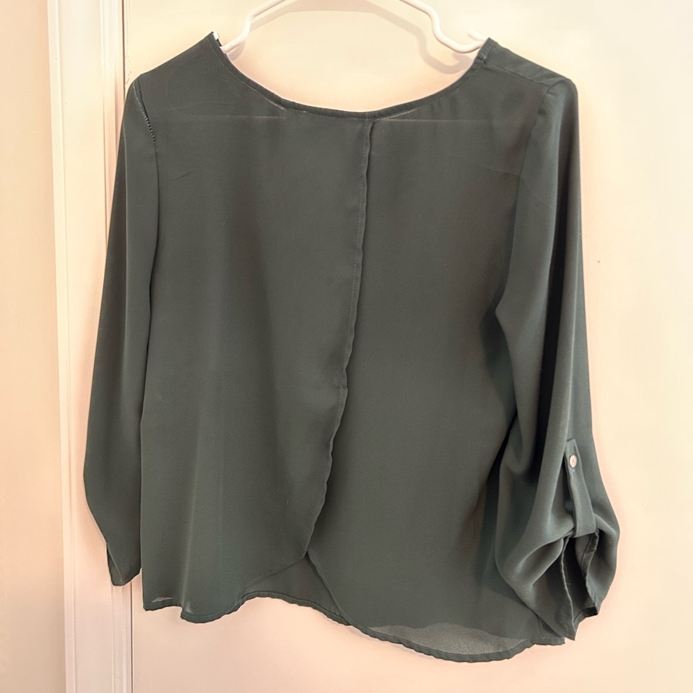 Forever 21 sheer open back green top